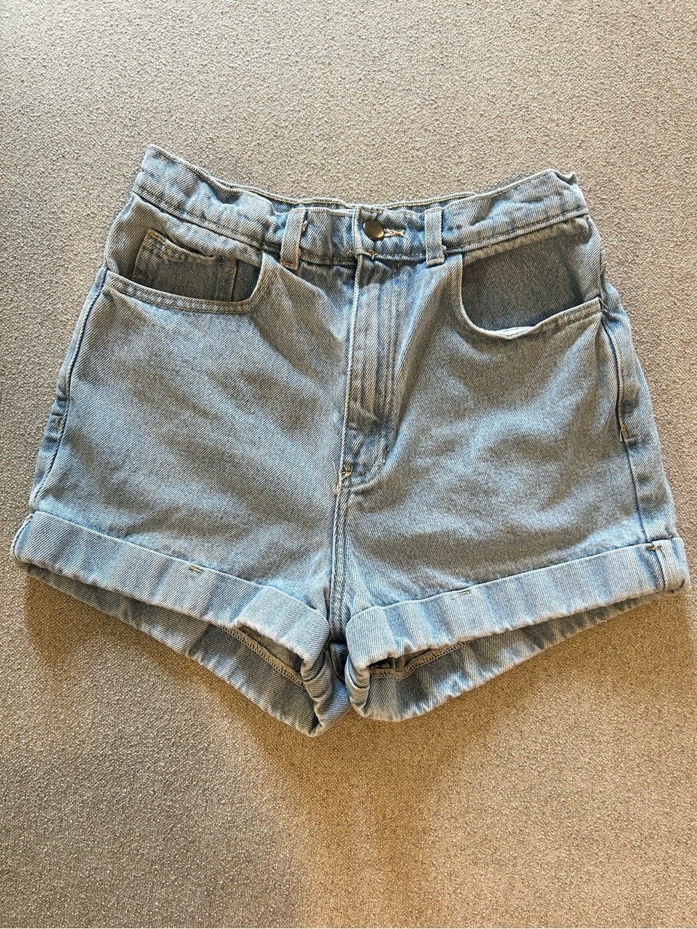 American Apparel Light Wash High-Rise Denim Shorts